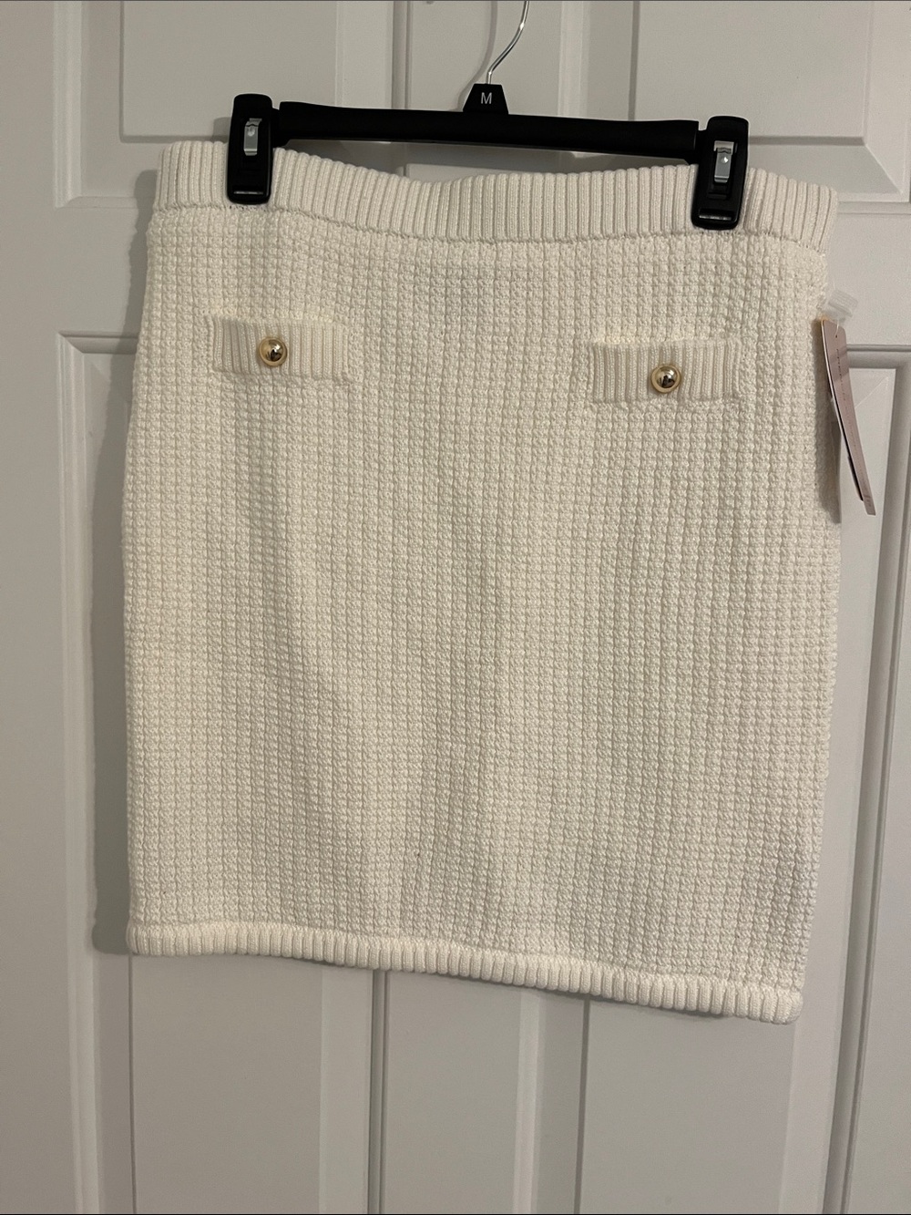 French Connection Cream Mini Skirt with Gold Buttons